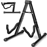 CAHAYA Supporto Chitarra a Forma di A, Stand Pieghevole Universale per Chitarra Classica, Acustica, Elettrica e Basso, Telaio in Metallo Robusto e Piedini Antiscivolo, Portatile e Leggero