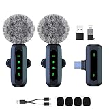 Mini microfono lavalier wireless per dispositivi Android e iPhone, iOS, riduzione del rumore, microfono da bavero per registrazione, microfono a clip, per registrazione video, Tiktok, Youtube, Vlog