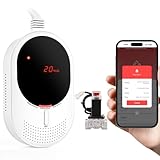 PHYSEN WiFi Rilevatore di Gas e Monossido di Carbonio con Valvola Magnetica e Display LED, Monitoraggio App Smart Life, Certificato EN50291 e EN50194, Ideale per Cucina, Locale, Caldaia, Garage