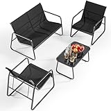 Bealife Set di mobili da giardino,mobili da giardino, in metallo e textilene, mobili da terrazza per tutte le stagioni, patio, giardino ed esterno (Set da 4)