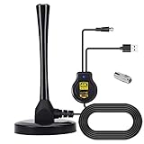 [2023 Più Nuovo] Antenna TV Interna, Antenna HDTV Digitale Amplificata con Amplificatore di Segnale Support 4K HD VHF UHF FM per DTT DVB-T/DVB-T 2 per TV Digitale