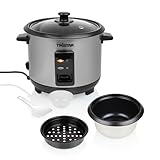 Tristar Cuociriso 1 L, Fino a 5 Porzioni, Corpo in Acciaio Inox, Pentola Antiaderente, Vassoio Vapore, Funzione Mantenimento Caldo, 400 W, RK-6144