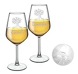 Bicchiere da vino personalizzato per amici, calice da vino bianco inciso al laser, 490 ml, set da vino personalizzato con nome, iniziali, data e caratteri, migliore idea regalo - Quantità (1)