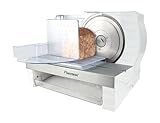 Bestron Affettatrice per pane, con lama in acciaio inox RSG, realizzata in Germania, regolazione continua dello spessore di taglio da 0 a 20 mm, affettatrice universale con pulsante di cambio per un