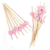 100 Pezzi Stuzzicadenti da Cocktail di Cuore Rosa, Stecchini per Aperitivo, Stuzzicadenti Decorativi, 12cm Bastoncini da Cocktail, Bar Matrimonio Natale San Valentino Cibo Bevande Decorazione