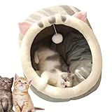 Xeihuul Cuccia per gatti – Letti per gatti per interni, cuccia semichiusa per animali domestici con giocattolo appeso e batuffolo di cotone, casa lavabile per animali di piccola taglia