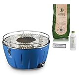 InstaGrill | Barbecue a Carbonella senza fumo, da Tavolo, da Balcone, Portatile. Include Batteria Ricaricabile, Carbone e Gel per accensione, in soli 5 minuti. Grill da Campeggio. PAK Blu Oceano
