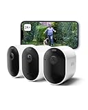 Arlo Pro 5 Telecamera WiFi Esterno Senza Fili, Telecamera WiFi Interno, 2K HDR, Sirena Allarme Casa, Sensore Di Movimento, Visione Notturna Colori, Prova Inclusa Secure, 3 Telecamere, Bianche