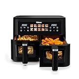 Tristar Friggitrice ad Aria a Doppio Cestello, 9 L Totali, 2500W, 10 Programmi, Pannello Digitale, Finestre di Controllo, Rivestimento Senza PFAS, Timer Regolabile, FR-9075