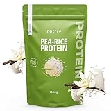 Proteine in Polvere vegane senza Soia - Vaniglia 1000 g - Proteina di Riso + Piselli Miscela senza Glutine, Lattosio, Zucchero - Nutri + Pea Rice - Vegan Protein Powder - Made in Germany