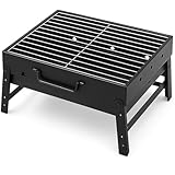Barbecue Portatile a Carbone con Maniglia – Grill Compatto da Tavolo per Campeggio, Giardino, Balcone e Picnic