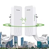 AdaLov Ponte Wireless, 5.8GHz 3KM Punto-Punto da CPE660 Bridge Wireless Esterno, Antenna High Gain 14dBi e Staffe per Palo, IP65 Impermeabile,Estende la Rete a Dipendenze/Negozio/Fienile/Garage