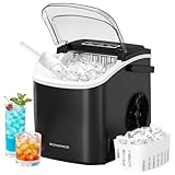 SONGMICS Macchina Ghiaccio, Macchina Cubetti Ghiaccio Autopulente, 9 Cubetti in 6 Minuti di 2 Dimensioni, 12 kg in 24 Ore, Portatile, Casa Cucina Ufficio Feste Campeggio, Nero Inchiostro XZB001B1EU