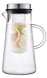 SILBERTHAL Caraffa Acqua Vetro 2 litri | Caraffa acqua grande con tappo | Brocche acqua vetro | Caraffa con Filtro per Frutta e Verdura