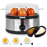 Duronic EB35 BK Cuociuova elettrico 350W Cuoci uova fino a 7 uova Bollitore uova per uova Sode Medie Alla coque Cuocitore di Uova con 2 vassoi per Frittata e uovo in camicia Omelet maker Egg cooker