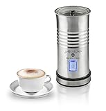 MACOM, Monta Scaldalatte/Cappuccinatore Elettrico, Crea una perfetta schiuma Fredda o Calda di latte per cappuccini e caffè cremosi, Acciaio Spazzolato, Just Kitchen 867 Milkaccino