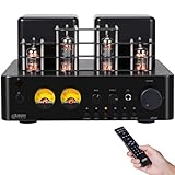 Juson Audio JTA50 Amplificatore a tubo amplificatore Hi-Fi con BT 5.0, telecomando, AUX, COAX, ingresso Phono e USB, uscita subwoofer, 2.1CH per giradischi