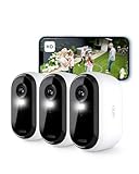 Arlo Essential HD Telecamera WiFi Esterno Senza Fili, Telecamera WiFi Interno, Sirena Allarme Casa, Sensore Di Movimento, Visione Notturna A Colori, Prova Inclusa Arlo Secure, 3 Telecamere, Bianche