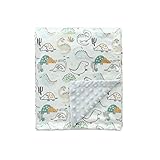 CREVENT Coperta morbida in peluche per neonato, ideale per tutte le stagioni e per l’asilo, motivo: dinosauro, 75 x 100 cm