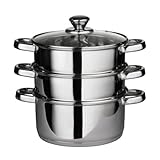 PREMIER Housewares 408129 Pentola a Vapore con Coperchio in Vetro e Capsula Base, Acciaio Inossidabile