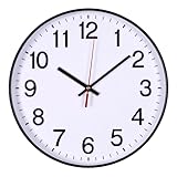 OFFICER PRODUCTS Orologio da parete in plastica, 34 cm, nero, con numeri arabi, orologio da parete/quarzo, silenzioso, per scuola, ufficio, soggiorno, cucina/analogico, moderno, rotondo, decorativo