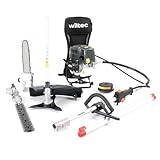 Wiltec Attrezzo multifunzione da giardinaggio - Tagliasiepi, Tagliabordi, Decespugliatore, Potatore telescopico - Motore a 4 tempi