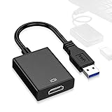 DIFCUL Adattatore da USB a HDMI, Convertitore adattatore da USB 3.0 a HDMI Convertitore cavo video grafico HD 1080P per PC Laptop TV HDTV compatibile con Windows XP/10/8/7