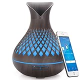 Diffusore di Oli Essenziali WiFi Alexa, Umidificatore Diffusore di Aromi Smart da 400 ml, Supporta APP e Controllo Vocale, 7 LED a Colori, Crea Programmi, Impostazioni Timer, Silenzioso (Più scuro)