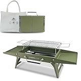 Charmline 34 x 23 cm Griglia a Carbone Portatile Pieghevole, Barbecue Carbonella PortatileCompatta per Uso Esterno, Griglia BBQ per Campeggio, Picnic, Giardini e Feste in Spiaggia, Verde