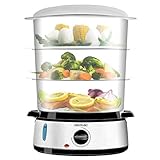 Cecotec Vapovita 3000 Steamer elettrico in acciaio inox con 800 W, 3 contenitori indipendenti, ciotola per riso, portauova, timer 60 minuti, 2 prese d'acqua laterali, grigio