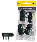 Vimar FP00207 Spina grande piatta a squadra SICURY 2P+T 16 A 250 V~ 4 pezzi, standard italiano tipo SPA17, uscita cavo 90°