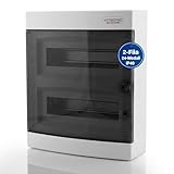 Intratec Centralino da Incasso Esterno 2 Fila – IP40 Quadro Elettrico per 24 Moduli con Porta Trasparente per Facile Installazione in Casa e in Ambienti Professionali – 361 x 287 x 112 mm