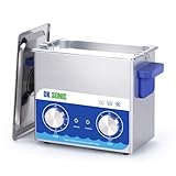 DK SONIC Pulitore ad Ultrasuoni,Pulitore a Ultrasuoni per Gioielli in Acciaio Inossidabile da 3L 120W con Riscaldatore e Timer Meccanico per la Pulizia di Gioielli, Occhiali, Monete(Cestello Incluso)