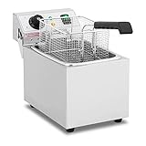 Royal Catering Friggitrice Professionale Friggitrice Elettrica RCEF 08EB (3.200 W, 8 L, Intervallo di temperatura: 50-200 °C, Zona fredda, Con coperchio)