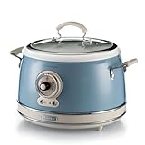 Ariete 2904 Rice Cooker + Slow Cooker - Cuociriso Elettrico con bowl in ceramica - Sushi fatto in casa - Multicooker - Linea Vintage - 3,5 L - 700 W - Celeste