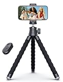 Treppiede per Telefono, Flessibile Supporto Portatile Registrazione Video con Telecomando Wireless, Girevole a 360° per Smartphone