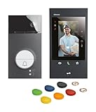 BTICINO Kit Videocitofono Collegato Classe 300 EOS WiFi con Netatmo, Pronto per l'installazione, Monitor Nero 2 Fili e Piastra stradale Linea Nera, 363926