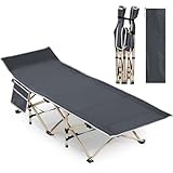 Yaheetech Lettino da Campeggio Pieghevole Brandina Portatile da Spiaggia con Borsa di Trasporto Pisolino Singolo Richiudibile Salvaspazio Giardino 186 x 66 x 52 cm Grigio