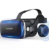 FIYAPOO Occhiali VR 3D Visore Realtà Virtuale Occhiali Headset Virtual Reality 3D Film Glasses per iPhone Android Smartphones (Occhiali VR con Cuffie)