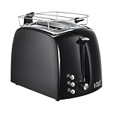 Russell Hobbs Tostapane, 2 Fette, 850 W, Griglia Integrata Scaldapanini, Toast, Scaldabrioche, Funzione Scongelamento, Raccoglibriociole, Temperatura Regolabile, Textureplus+, 22601-56, Nero