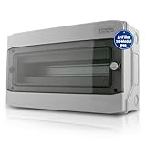 Intratec Centralino da Parete 1 Fila IP65 – Quadro Elettrico per 18 Moduli DIN – Cassetta di Sottodistribuzione Stagna per Esterni Garage Cantina Giardino – 400VAC 1500VDC, 260 x 428 x 142 mm