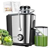 Juilist Centrifuga Frutta e Verdura, fino a 800W Estrattore Frutta e Verdura con 65MM Bocca Larga, 2 Velocità, Funzione Antigocciolamento, Base Anti-Scivolo, Facile Pulizia, Includi Spazzola 600W