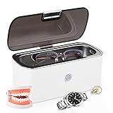 Pulitore Ultrasuoni 50000Hz Lavatrice Ultrasuoni Vasca Ultrasuoni Lavatrice ad Ultrasuoni Pulitore a Ultrasuoni per Pulizia Occhiali Pulizia Denti Pulisci Occhiali Orecchini Monete Le Protesi Bianco