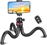 CIRYCASE Treppiede Smartphone, Flessibile Mini Cavalletto per Smartphone Octopus con Telecomando Bluetooth Wireless, 360° Rotabile & Portatile, Compatibile con Phone/Fotocamera, Ideal per Video/Selfie