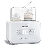 Grownsy Scaldabiberon, Sterilizzatore per Biberon 9 in 1 Fast Riscaldamento e Sbrinamento, Timer, Rapido Controllo Della Temperatura, Senza BPA, con Display LCD, Doppio Scaldabiberon