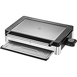 WMF Barbecue da Tavola con Coperchio in Vetro, Lono, Barbecue in Acciaio Inox 18/10, con Piastra Antiaderente, Termostato Removibile, Potenza fino a 2200W per Pietanze Veloci e Deliziose