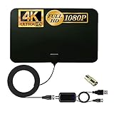 LAVPOPE Antenna TV, antenna TV interna 150 miglia, antenna TV interna Freeview, antenna TV digitale con amplificatore più forte, amplificatore di segnale 4K 1080P HD VHF UHF Freeview TV