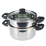 Axentia 220690 Pentola a Vapore con Coperchio, Acciaio Inossidabile, Argento, 29x18x24 cm