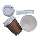 IMBALLAGGI ALIMENTARI PZ 300 Bicchiere per Caffe' in Carta CL 10 + 300 COPERCHI con BECCUCCIO. APER Cup Coffee And Hot Drinks
