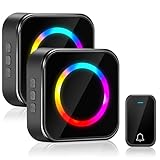 Campanello Senza Fili da Esterno Impermeabile, 400 m di Portata Campanello Wireless Doorbell con 63 Suonerie, Indicatori LED, 4 Volumi Selezionabili (2 ricevitori + 1 trasmettitore)
